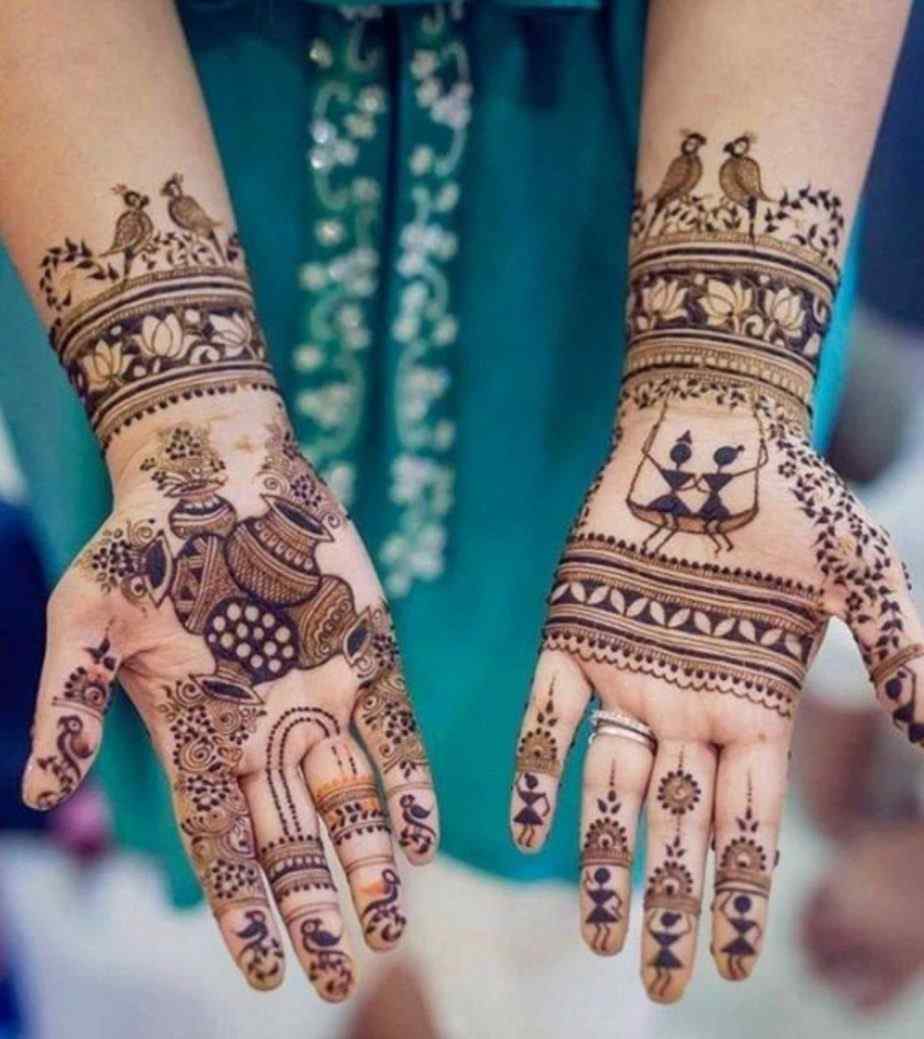 Both Hand Light Henna Design 